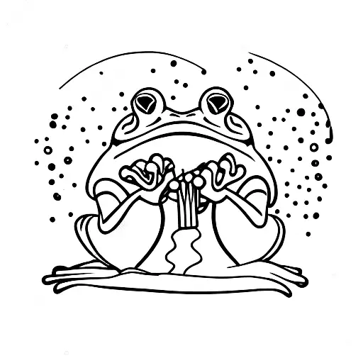 Frog with Knives in Pond tattoo design idea