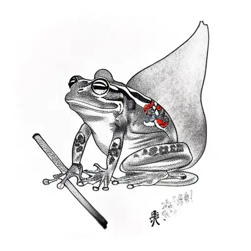 frog with samurai swords tattoo design idea