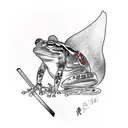 frog with samurai swords tattoo design idea