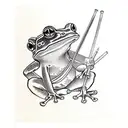 frog with samurai swords tattoo design idea