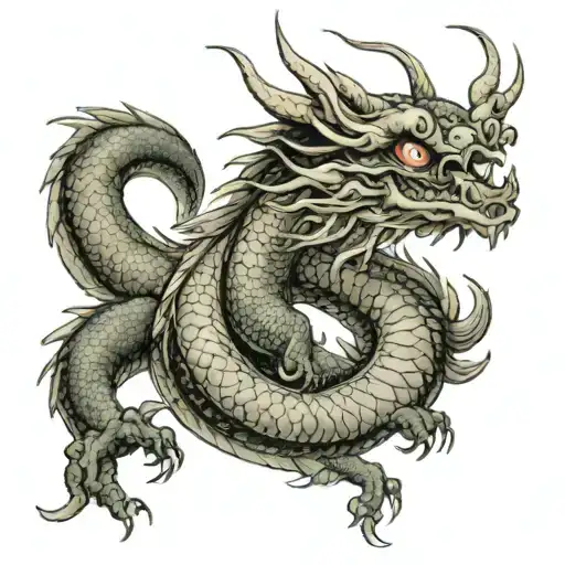 dragon crawling on shoulder to neck tattoo design idea