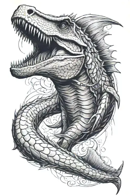 mosasaurus, anthem Maastricht, angel holding tattoo design idea