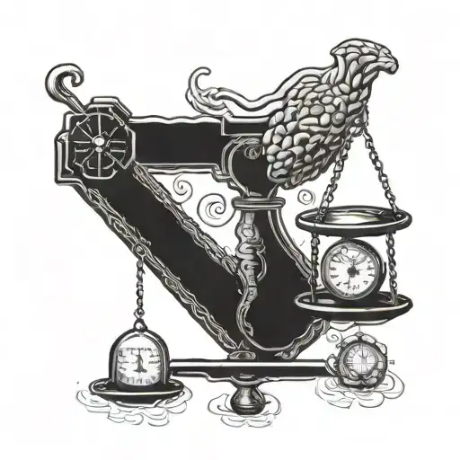 a weight scale with a brain and a heart. one side is heavier  tattoo design idea