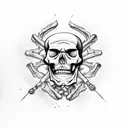 skeleton removing a rib and using it as money tattoo design idea