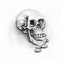 skeleton removing a rib and using it as money tattoo design idea