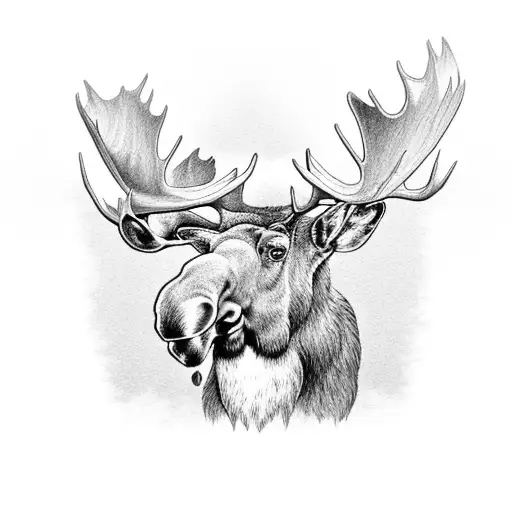 a moose on the bank of the water in cape code tattoo design idea