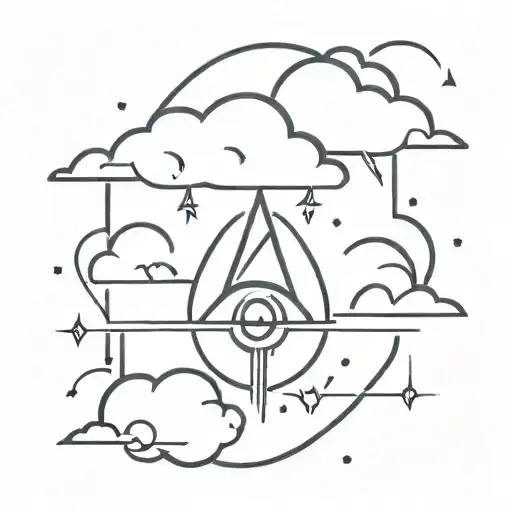 cloud with an eye in the center and lightning bolts under  tattoo design idea
