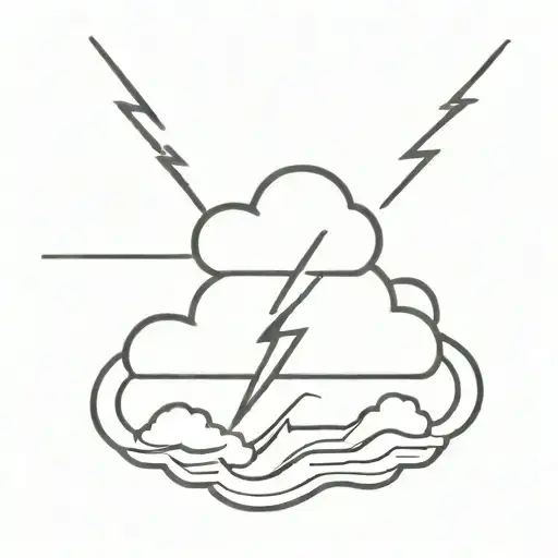 cloud and lightning bolt under the cloud with an eye in the middle tattoo design idea