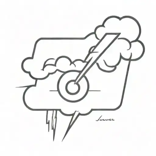 cloud and lightning bolt with an eye in the middle tattoo design idea
