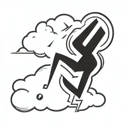 cloud and lightning bolt with an eye inside tattoo design idea