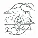 cloud with an eye in the center and lightning bolts under  tattoo design idea