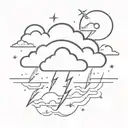 cloud with an eye in the center and lightning bolts under  tattoo design idea