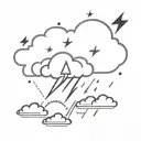 cloud with an eye in the center and lightning bolts under  tattoo design idea