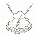 cloud and lightning bolt under the cloud with an eye in the middle tattoo design idea