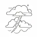 cloud and lightning bolt under the cloud with an eye in the middle tattoo design idea