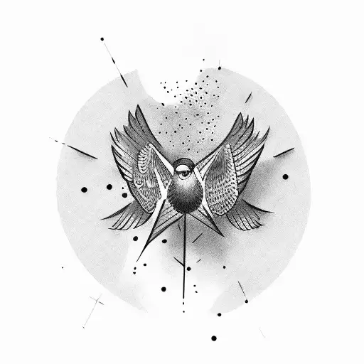 old school bird  tattoo design idea