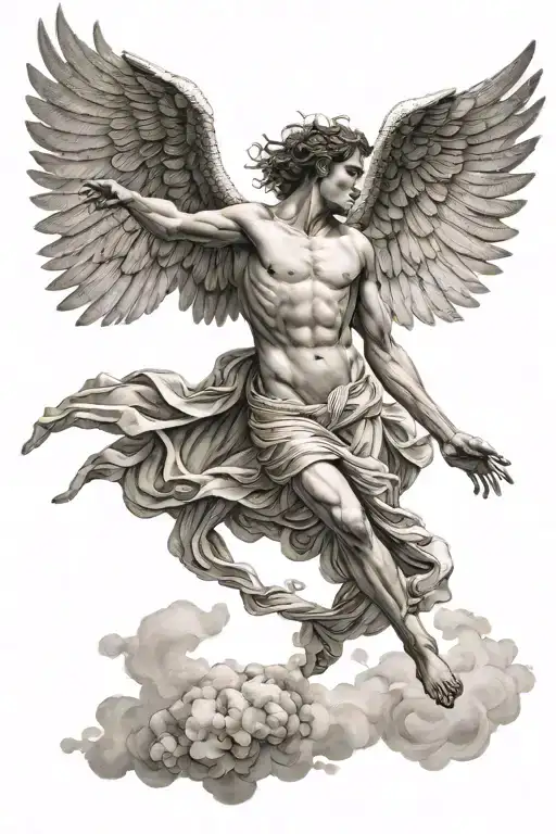 greek myth Icarus falling with outstretched tattoo design idea