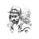 Create a tattoo depicting a train operator battling a monstrous creature from Greek mythology tattoo design idea