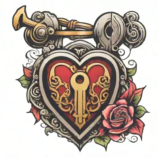 heart shaped lock tattoo design idea