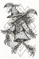 pretty scarecrow with feathers falling tattoo design idea