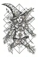 pretty scarecrow with feathers falling tattoo design idea