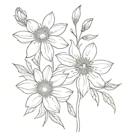 aster and cosmos flower tattoo design idea