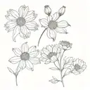 aster and cosmos flower tattoo design idea