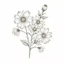 aster and cosmos flower tattoo design idea