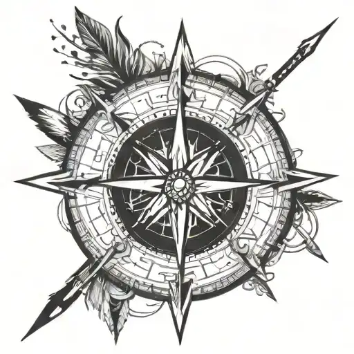 compass and arrows tattoo design idea