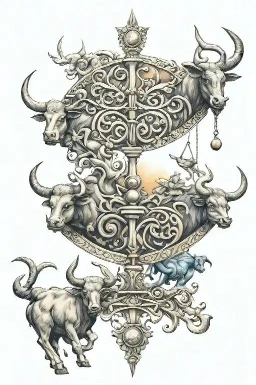 Family libra taurus tattoo design idea