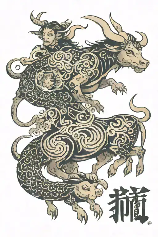 Family libra taurus tattoo design idea