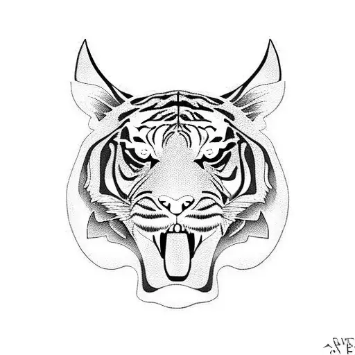 tribal tiger head drawing