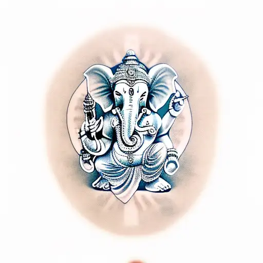 /imagine prompt: God Ganesh tattoo on a serene brown-skinned arm. Art Form: Photography with a 50mm lens. Influenced by: tattoo design idea