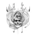 vertical tattoo on the tricep related to music that can cover another vertical tattoo tattoo design idea