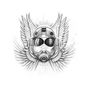 spaceman angel lines tattoo design idea