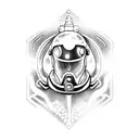 spaceman angel lines tattoo design idea