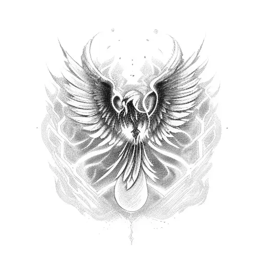 phoenix with the words endure hollowed out  tattoo design idea