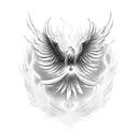phoenix with "ENDURE" inside the phoenix's body, hollowed out so the inside of the letters are blank  tattoo design idea