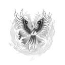 phoenix with "ENDURE" inside the phoenix's body, hollowed out so the inside of the letters are blank  tattoo design idea