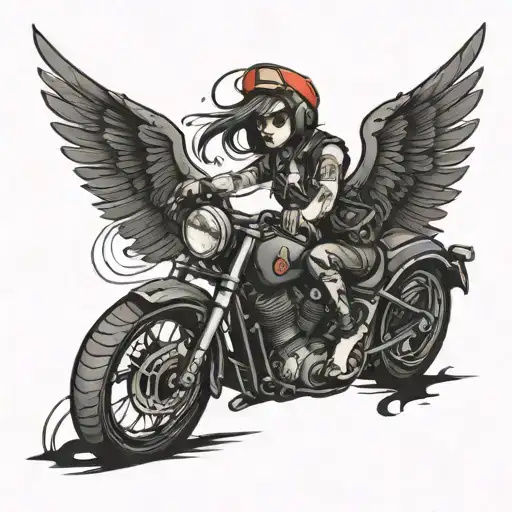 girl in biker outfit tattoo design idea