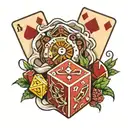 cards and dice rolling tattoo design idea
