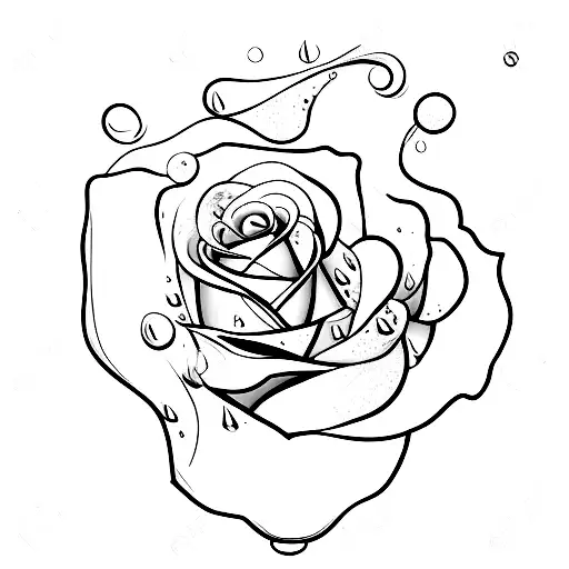 Minimalist "A Perfect Rose With Drops Of Blood" Tattoo Idea BlackInk AI