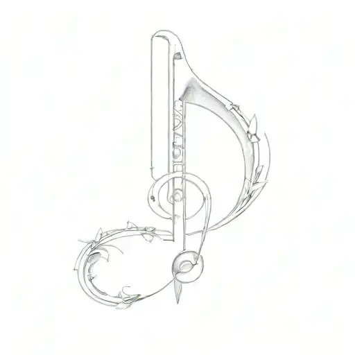 a musical note with bow and arrow tattoo design idea