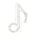 a musical note surrounded  bow and arrow tattoo design idea