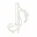a musical note surrounded  bow and arrow tattoo design idea
