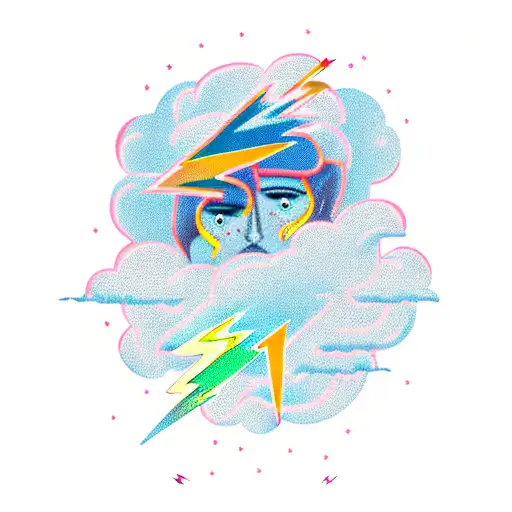 Lightning Bolt with clouds  tattoo design idea