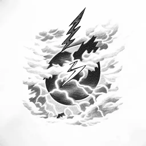 Lightning Bolt with clouds  tattoo design idea