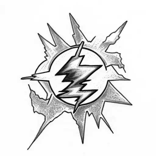 Lightning Bolt with clouds  tattoo design idea
