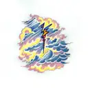 Lightning Bolt with clouds  tattoo design idea
