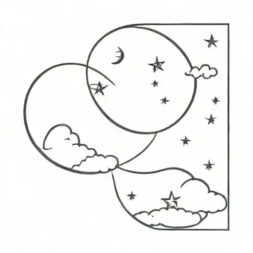 sun and clouds moon and stars forming the shape tattoo design idea